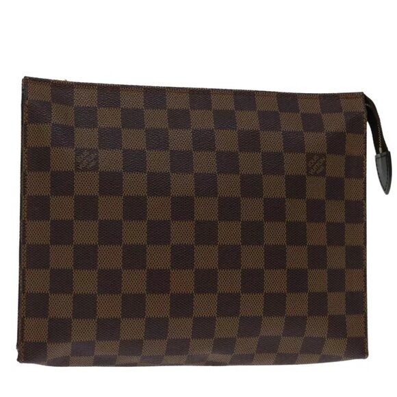 LOUIS VUITTON Damier Ebene Poche Toilette 26 Pouch N47543 LV Auth - Picture 1 of 16